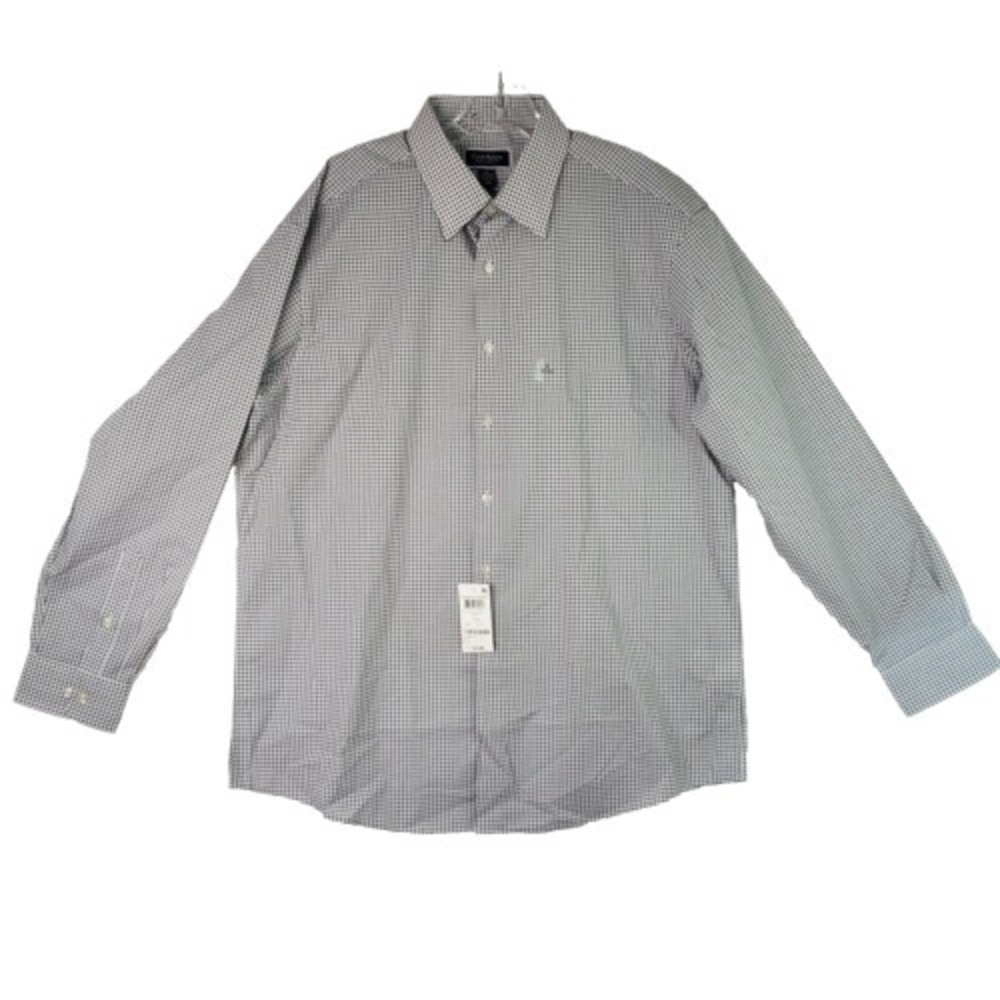 Club Room Mens Large Regular Fit Gingham Dress Shirt Long Sleeve Button Down Top
